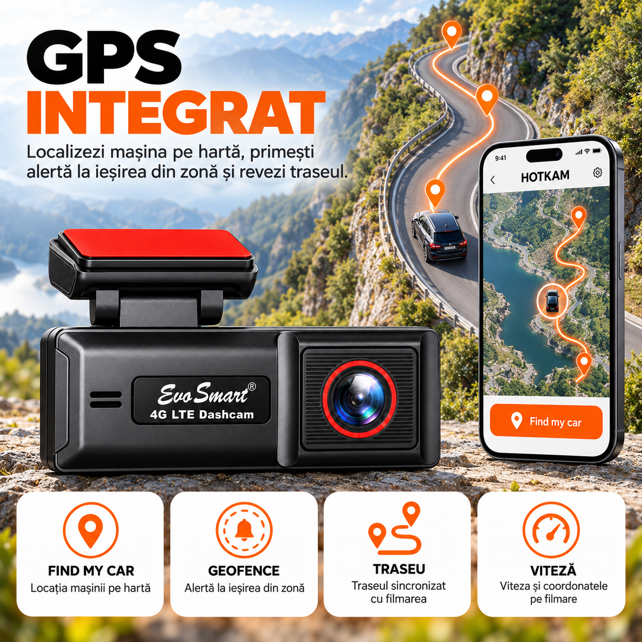 Cameră auto EvoSmart U426 – GPS integrat