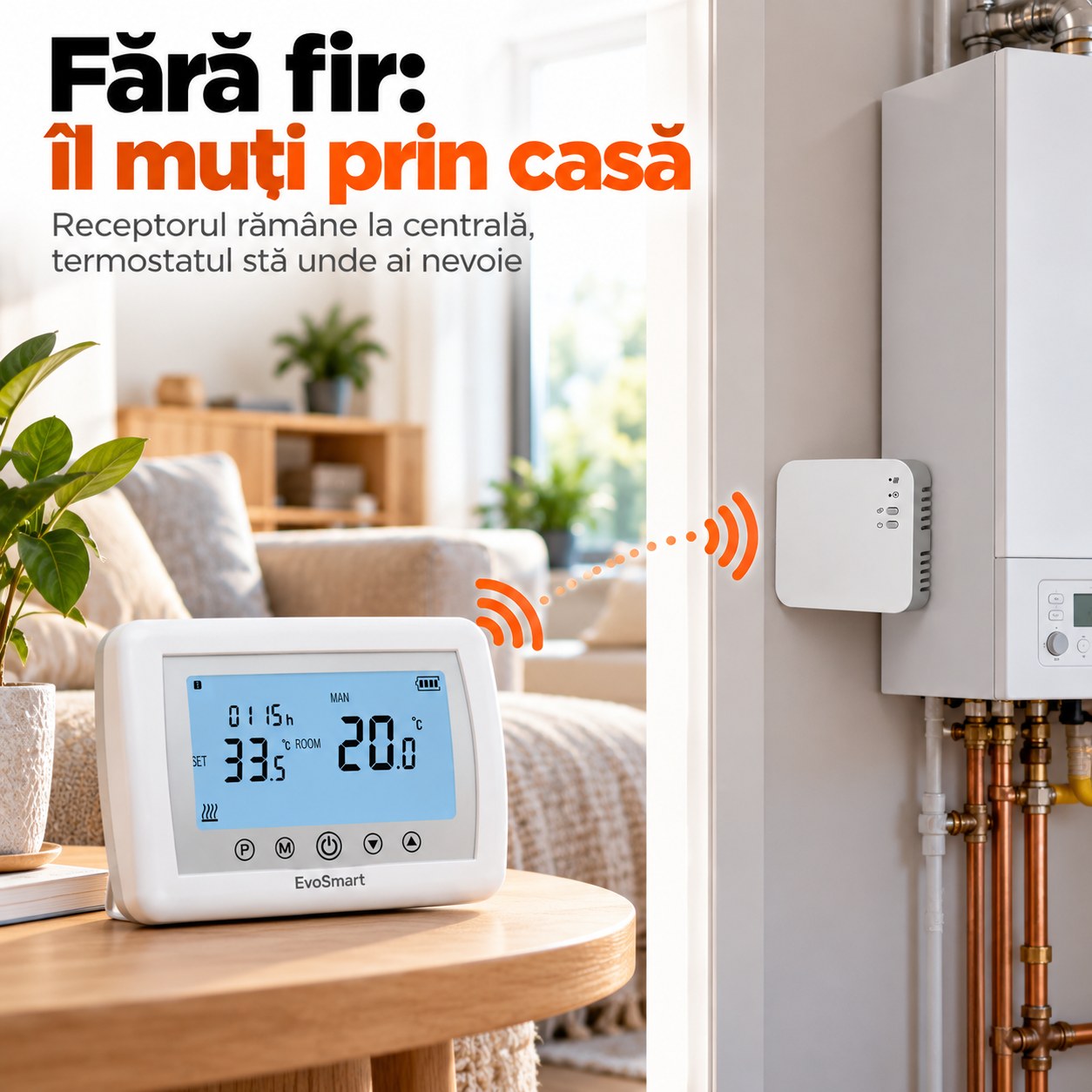 EvoSmart WT-08 – Fără fir: îl muți prin casă